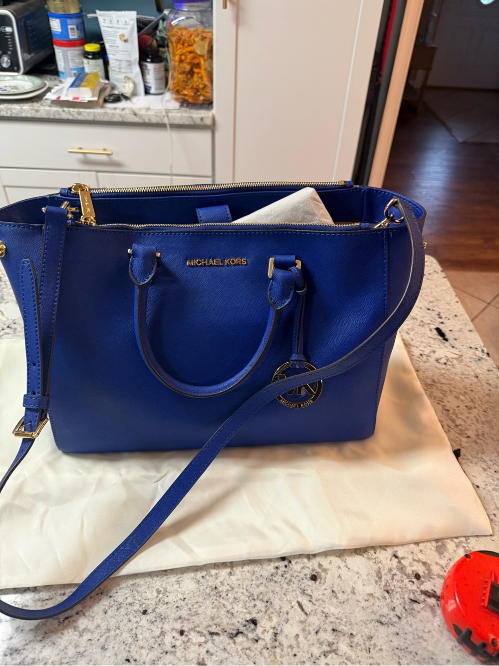 Michael Kors Saffiano Leather Satchel - Royal Blue
